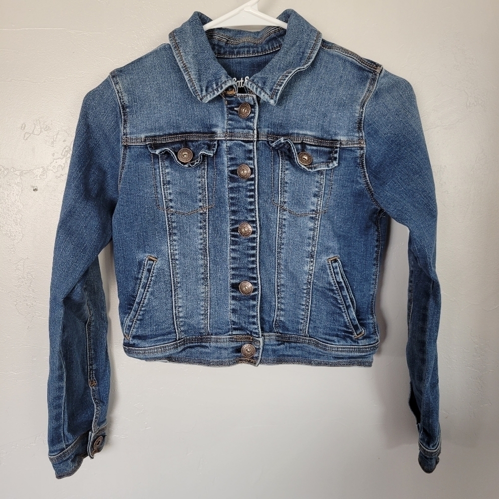 Cat & Jack Denim Jacket Long Sleeve Girls Large 10/12 Button Up Jean
